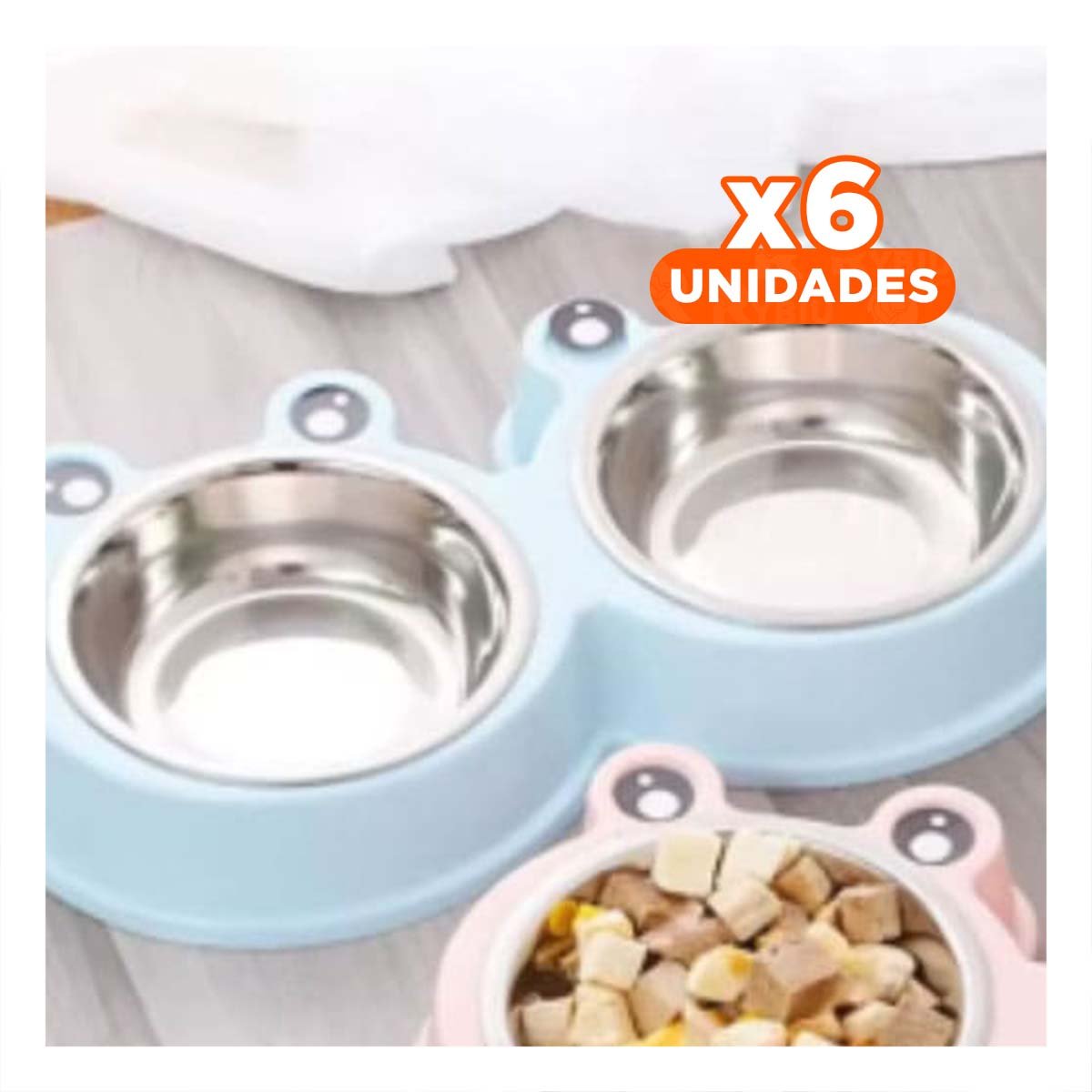 PACK6 SOPORTE DOBLE DESMONTABLE RANA PARA PERRO Y GATO EN CASA Y+REGALO STICKER - 1