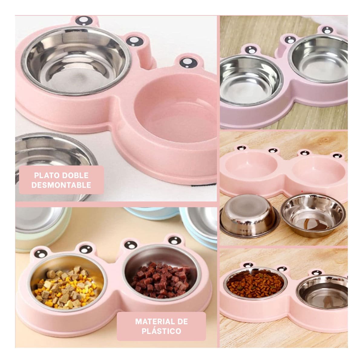 KIT DOBLE DESMONTABLE RANA ROSADO PASTEL PARA MASCOTA USO DIARIO Y+POST IT - 5