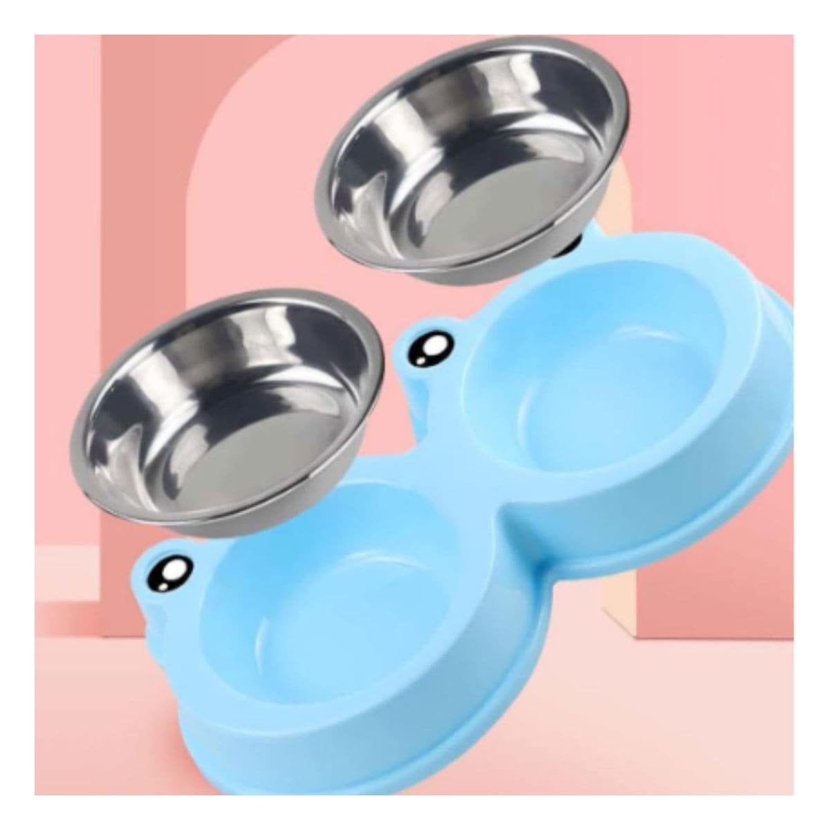 JUEGO PLATO DOBLE DESMONTABLE RANA PARA PERRO Y GATO EN CASA Y+LIGAS REGALO - 2