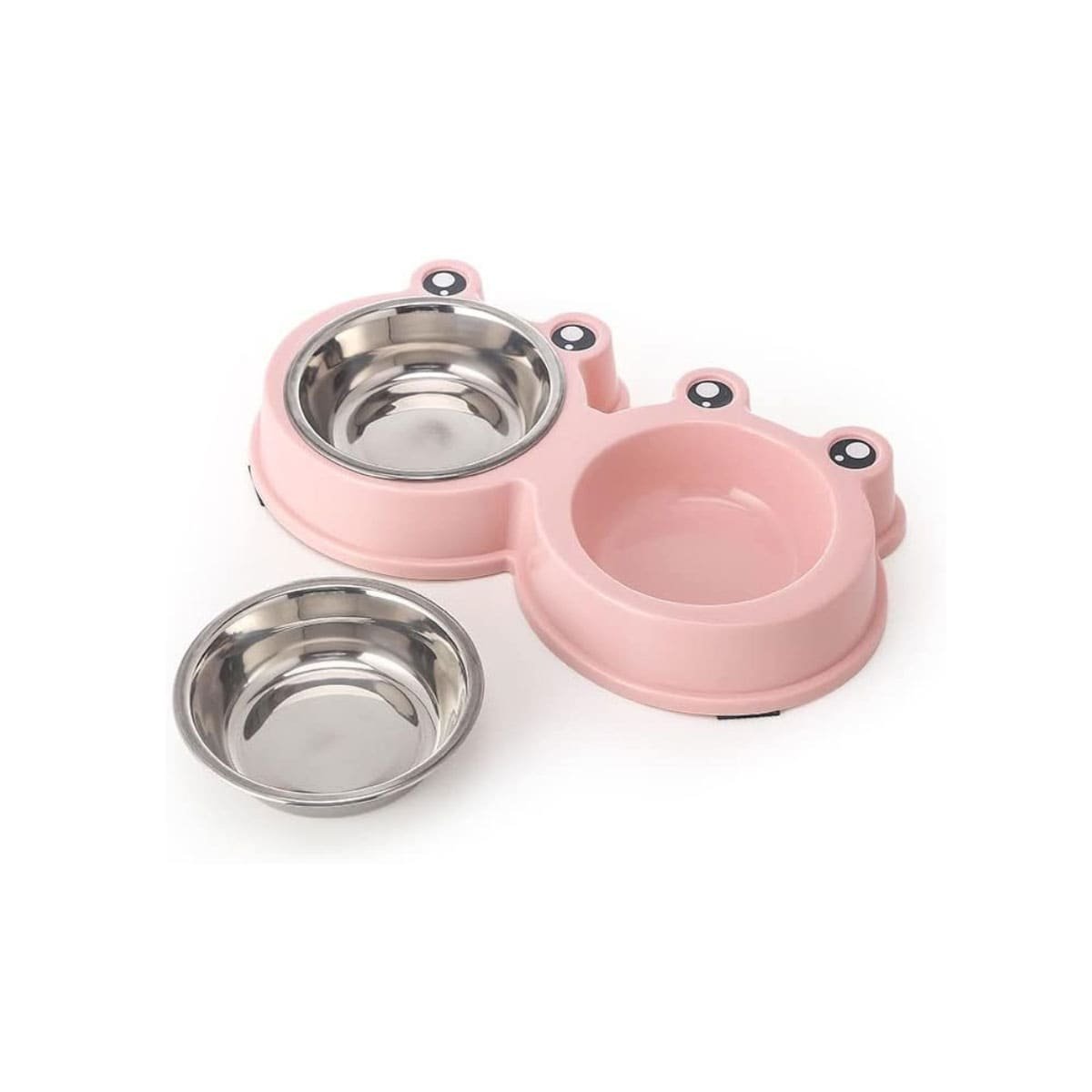 SOPORTE DOBLE DESMONTABLE RANA ROSADO PASTEL PARA MASCOTA EN HOGAR Y+REGALO STICKER - 3
