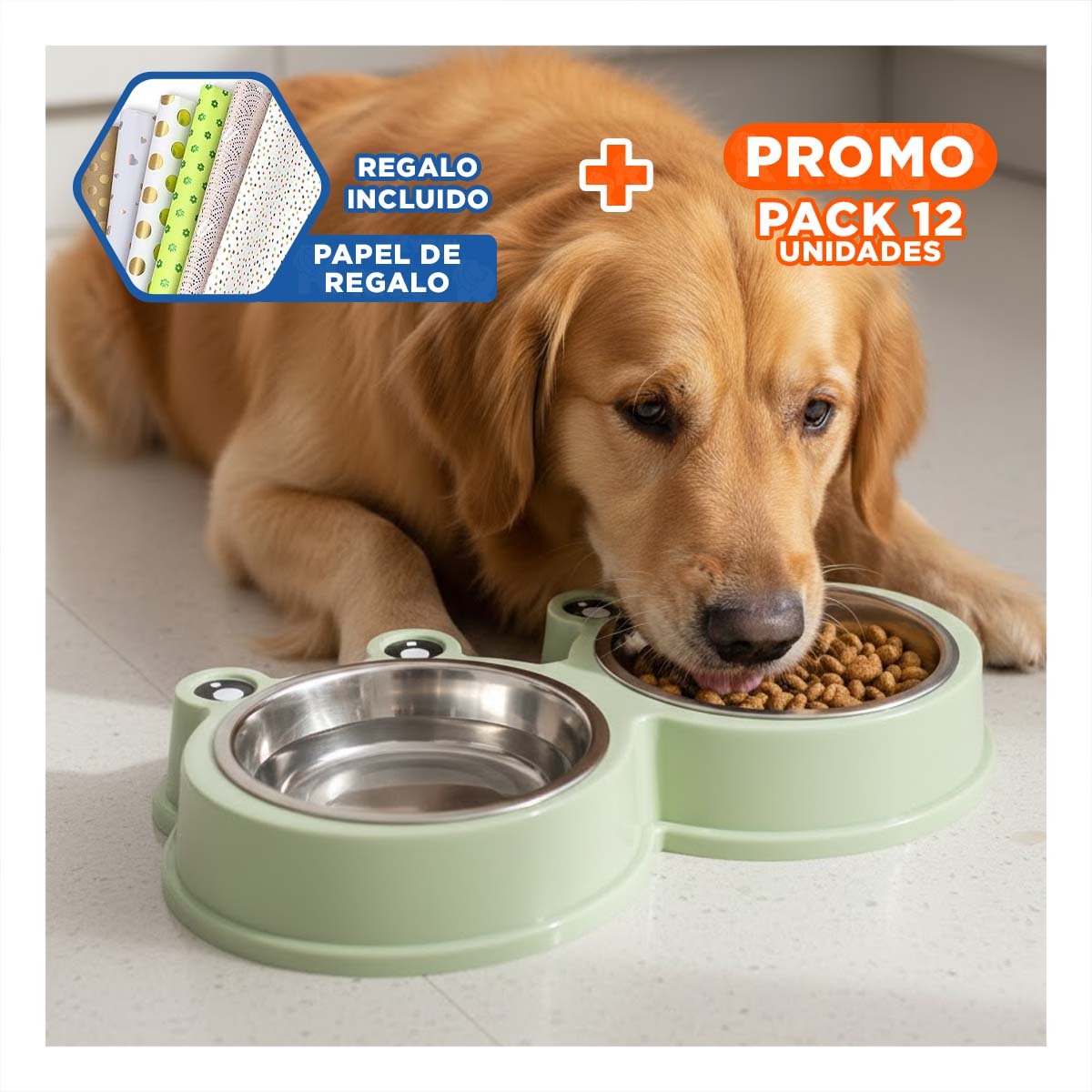 PACK12 JUEGO DOBLE DESMONTABLE RANA PARA PERRO Y GATO EN CASA Y+PAPEL REGALO - 1