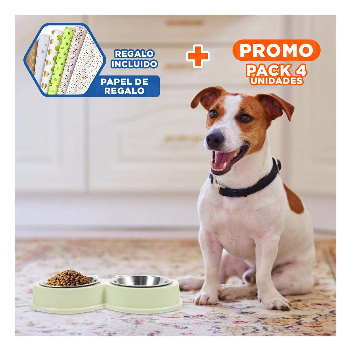 PACK4 IMPLEMENTO DOBLE DESMONTABLE RANA PARA PERRO Y GATO EN HOGAR Y+PAPEL REGALO - 1