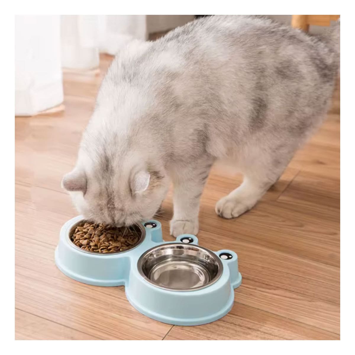BASE PLATO DOBLE DESMONTABLE RANA PARA PERRO Y GATO EN HOGAR - 2