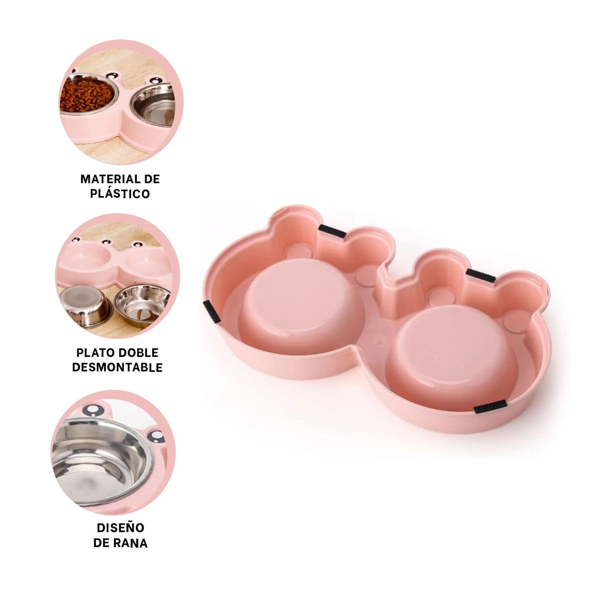 BASE DOBLE DESMONTABLE RANA ROSADO PASTEL PARA MASCOTA EN CASA - 3