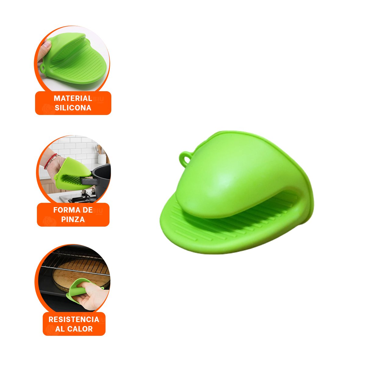 CUBIERTOS PROTECTORES DE SILICONA VERDE PARA PREPARAR COMIDA 7,3X9,5CM - 3