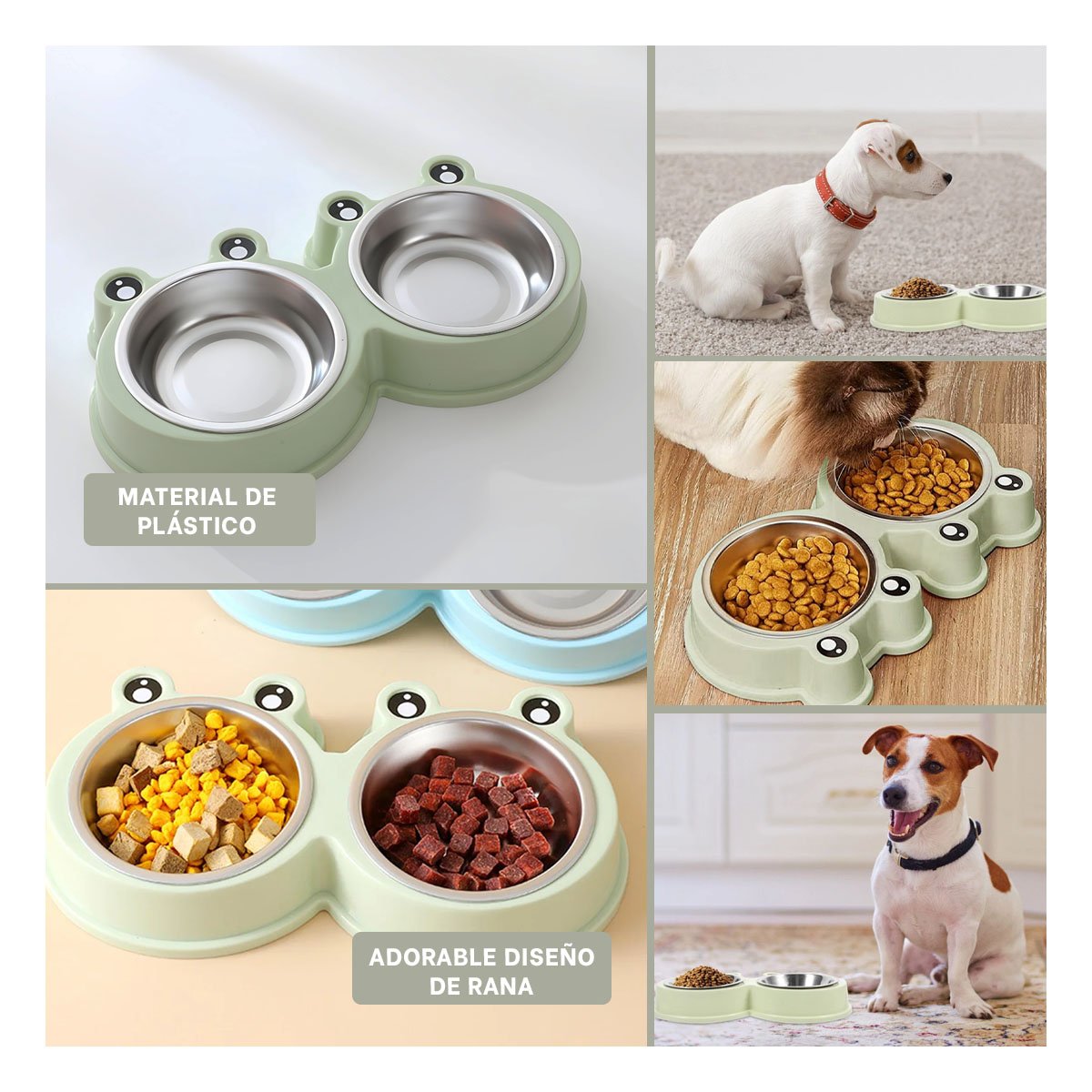 JUEGO PLATO DOBLE DESMONTABLE RANA PARA PERRO Y GATO EN HOGAR Y+LIGAS REGALO - 5