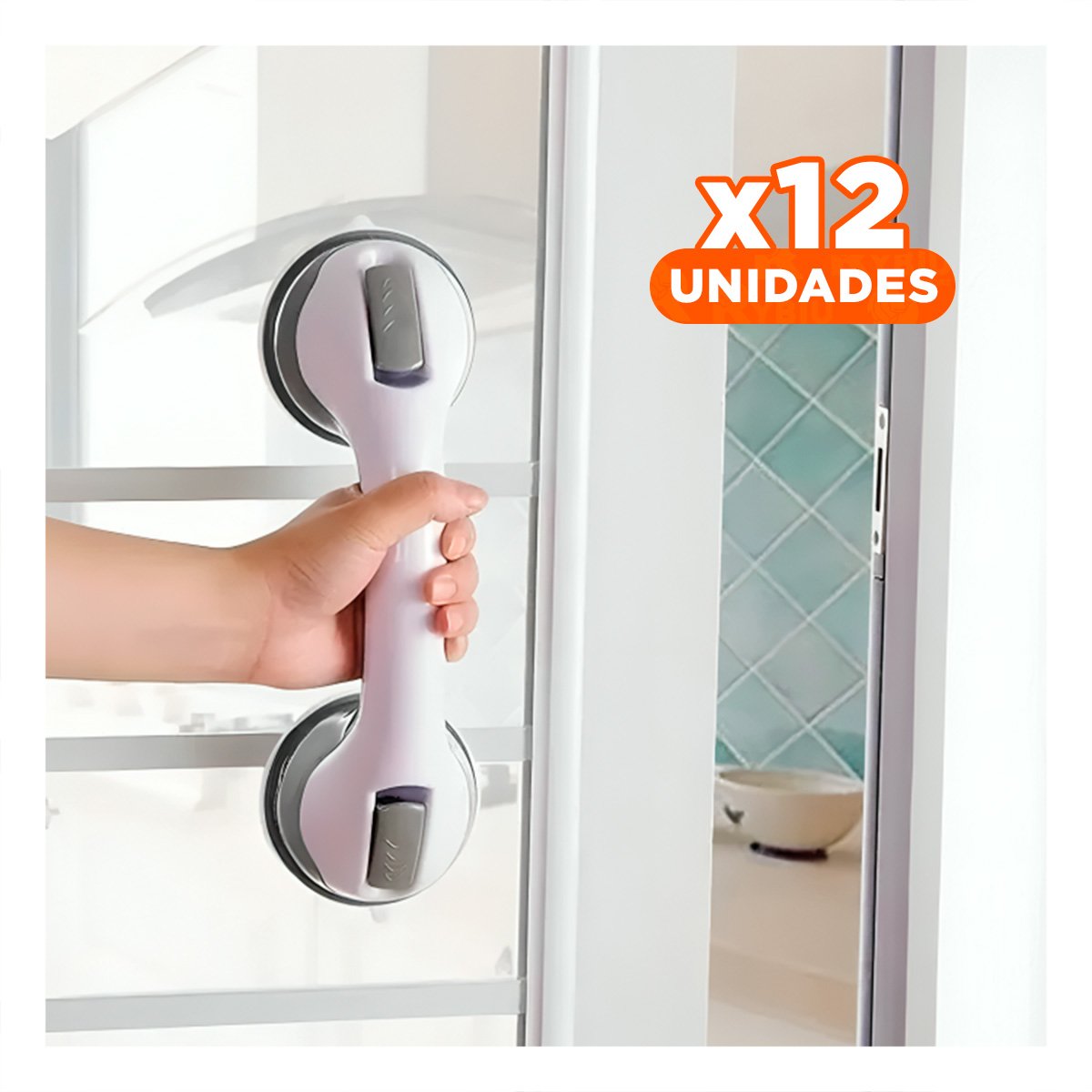 PACK12 AGARRADERA DE APOYO PARA BANO CON ESTRUCTURA FIRME EN COLOR BLANCO - 1