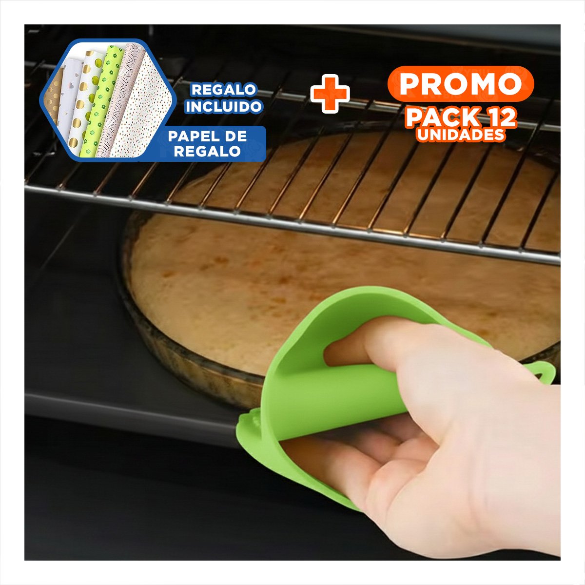 PACK12 CUBIERTOS COCINA DE SILICONA VERDE PARA PREPARAR COMIDA EN CASA 7,3X9,5CM Y+PAPEL REGALO - 1