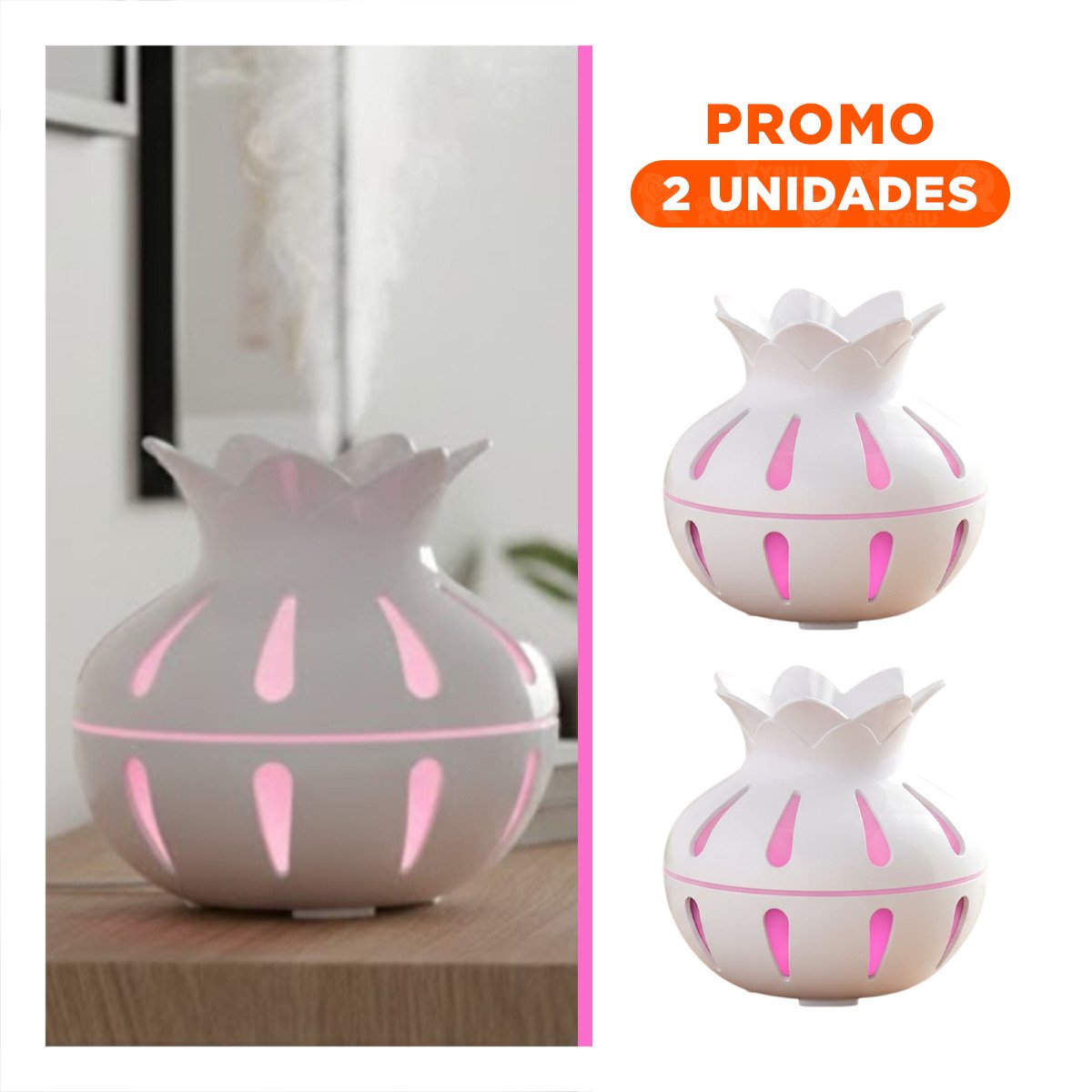 PACK2 HUMIFICADOR CON USO INTERIOR Y FORMA FLORAL COLOR BLANCO DIMENSIONES 12X11CM - 1