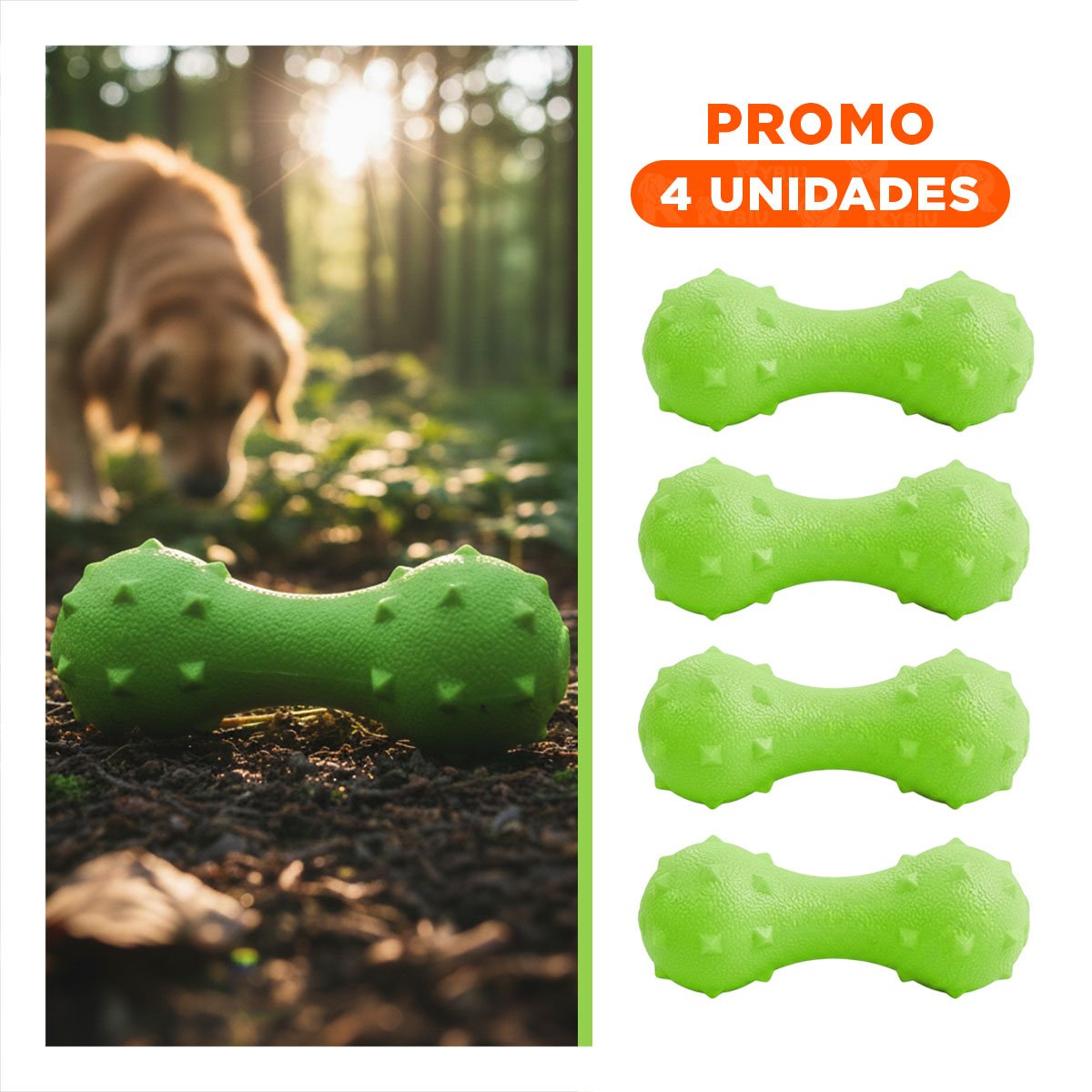 PACK4 ARTICULO PARA PERRO MANCUERNA DE PUAS VERDE MENTA ACTIVO Y+REGALO STICKER - 1