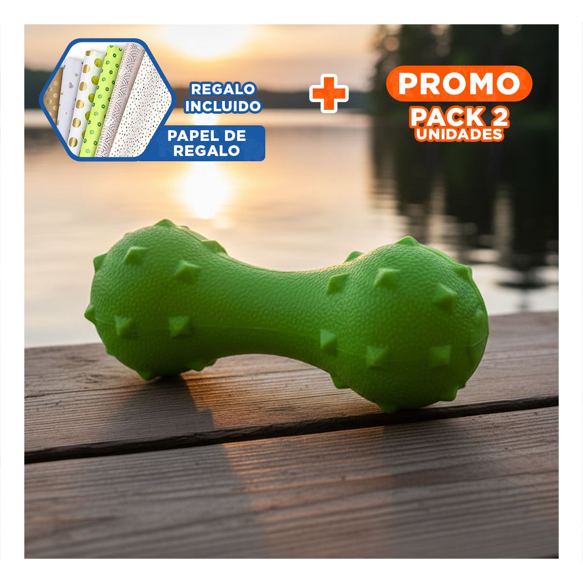PACK2 OBJETO TEXTURIZADO MANCUERNA DE PUAS VERDE MENTA PARA MASCOTA Y+PAPEL REGALO - 1
