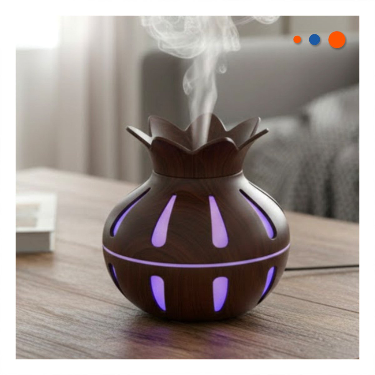 DIFUSOR PARA AMBIENTE INTERIOR CON FUNCION HUMIFICADORA FORMA DE FLOR COLOR MARRON - 2