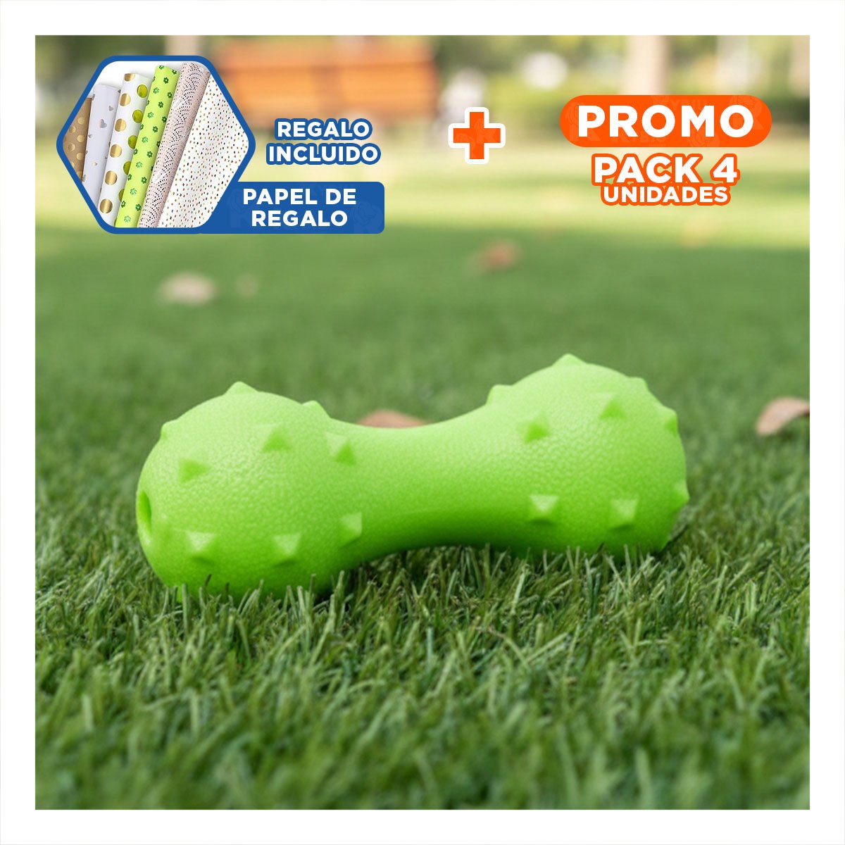 PACK4 MORDEDOR PARA MASCOTA MANCUERNA DE MINI RAYAS ROJO FIRME Y+PAPEL REGALO - 1