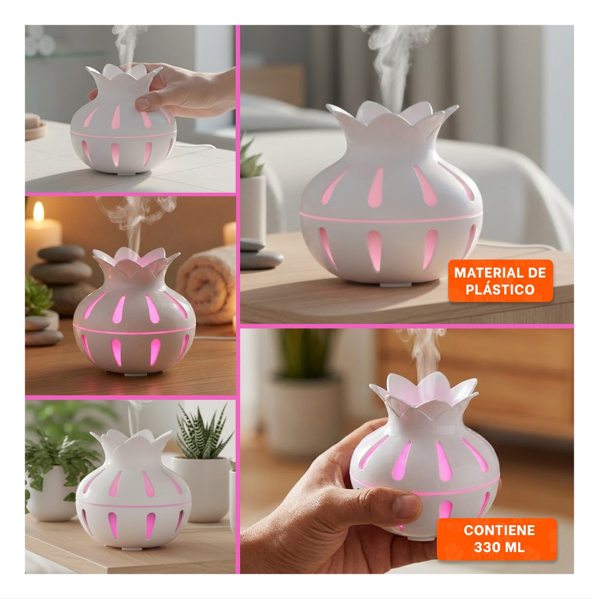 PACK12 EQUIPO CON FUNCION HUMIFICADORA CON FORMA FLORAL 12X11CM BLANCO Y+PAPEL REGALO - 2