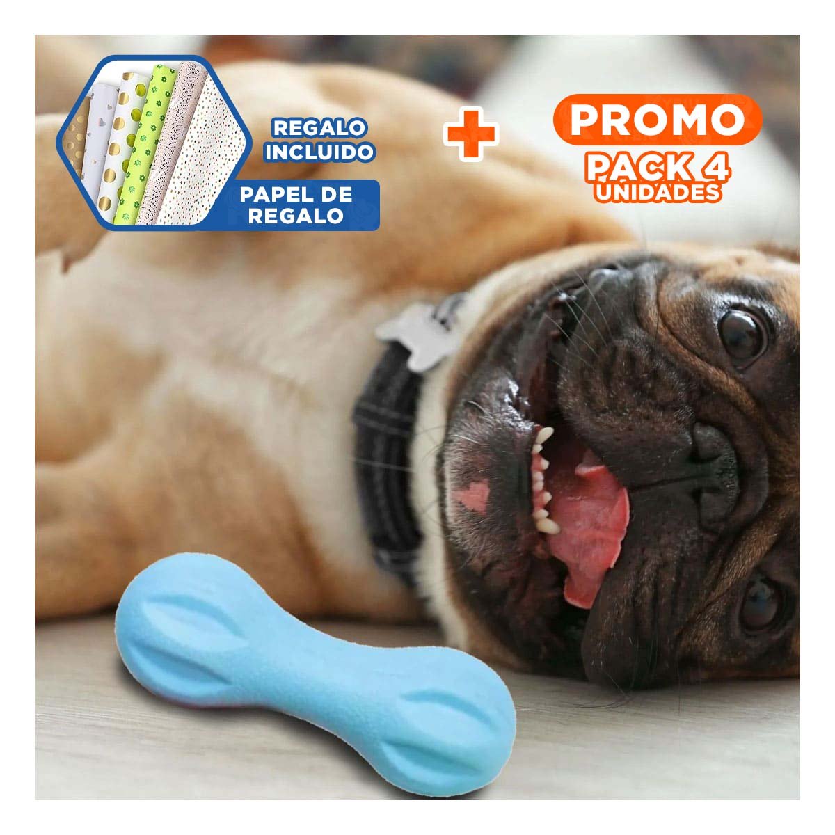 PACK4 MORDEDOR PARA MASCOTA MANCUERNA DE MINI RAYAS VERDE MENTA FIRME Y+PAPEL REGALO - 1