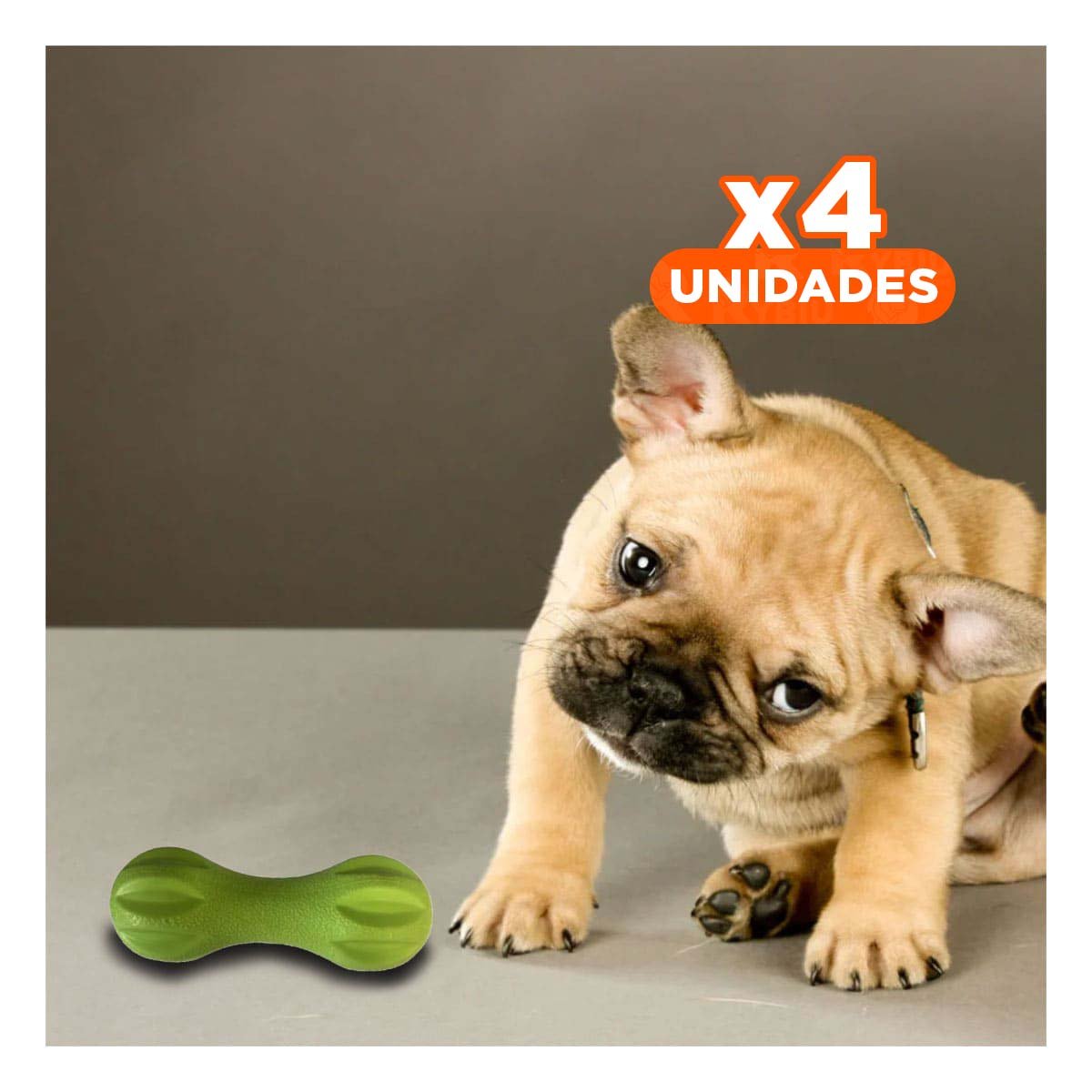 PACK4 JUGUETE PARA PERRO MANCUERNA DE MINI RAYAS VERDE MENTA DURADERO - 1