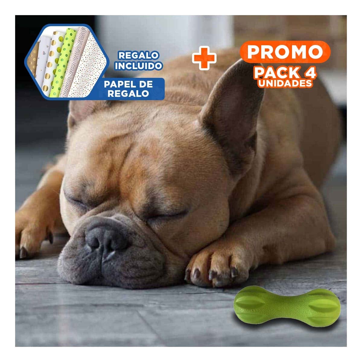 PACK4 MORDEDOR PARA MASCOTA MANCUERNA DE MINI RAYAS VERDE MENTA FIRME Y+PAPEL REGALO - 1