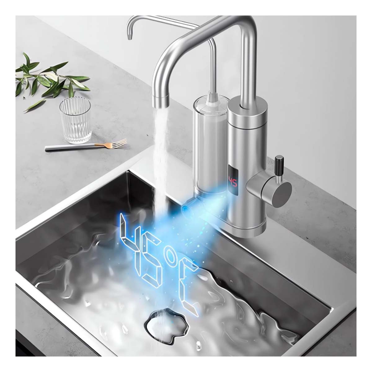 DISPENSADOR DE AGUA CON DOBLE FILTRO Y CALENTADOR PARA COCINA FUNCIONAL - 2