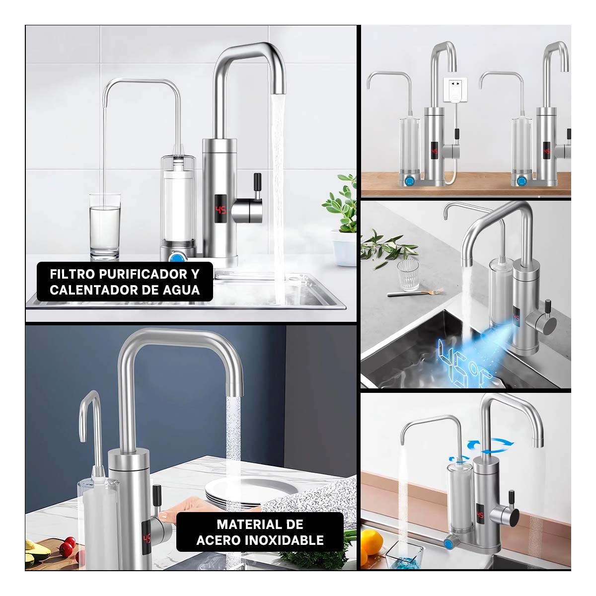 DISPENSADOR DE AGUA CON DOBLE FILTRO Y CALENTADOR PARA COCINA FUNCIONAL - 5