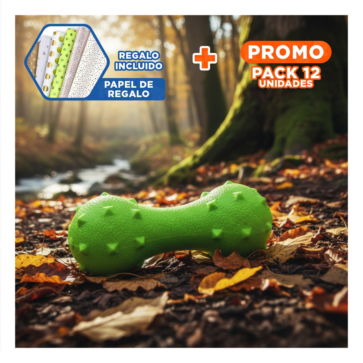 PACK12 OBJETO PARA MASCOTA MANCUERNA DE PUAS VERDE MENTA SEGURO Y+PAPEL REGALO - 1