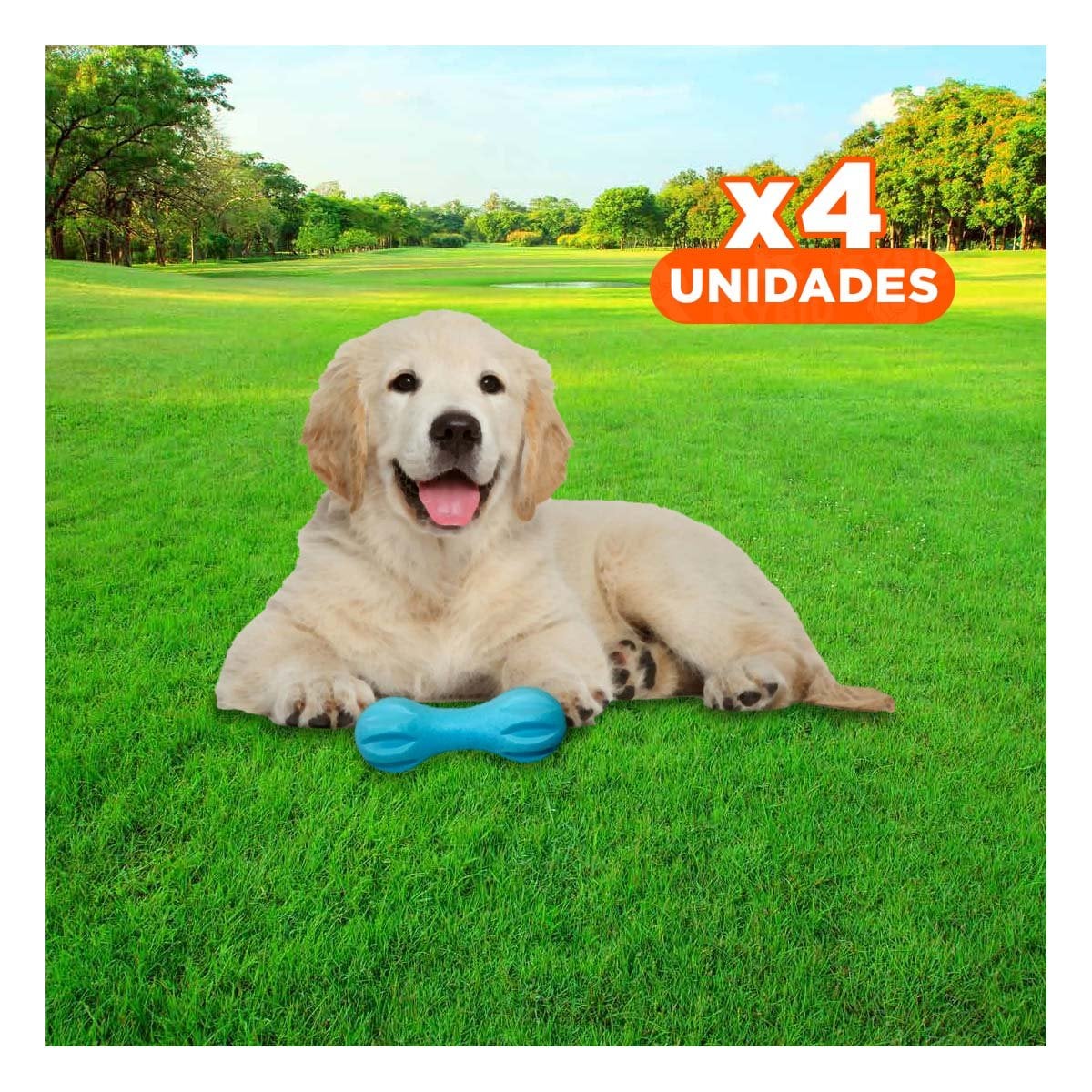PACK4 JUGUETE PARA PERRO MANCUERNA DE MINI RAYAS CELESTE DURADERO - 1