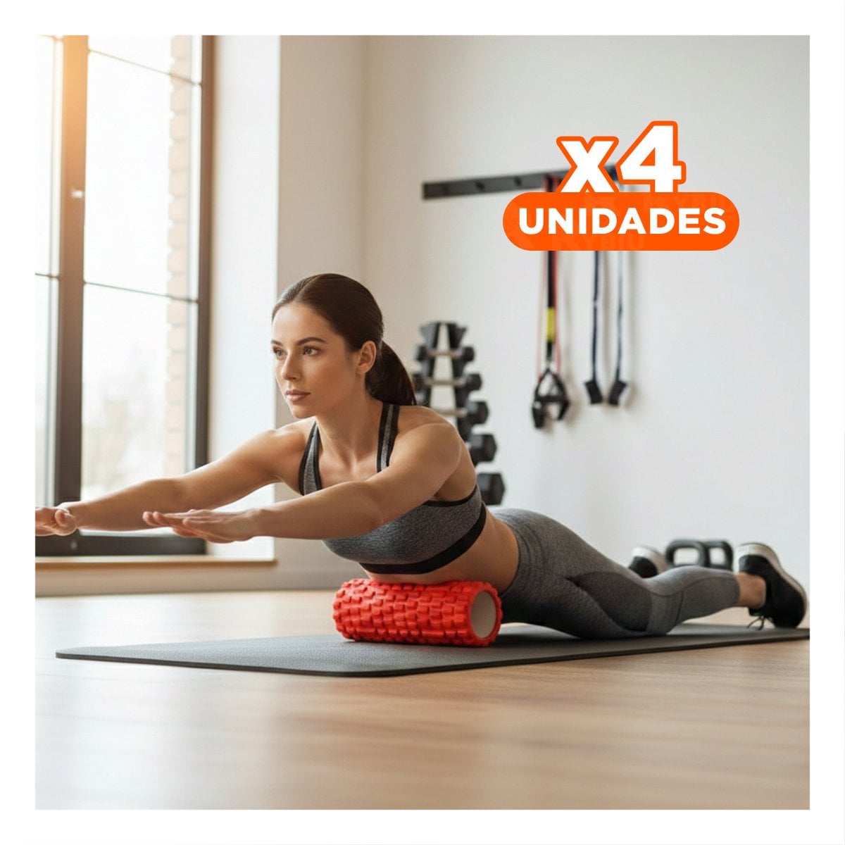 PACK4 FOAM ROLLER PARA SESIONES DE RECUPERACION ACTIVA 33X15 CM ROJO - 1