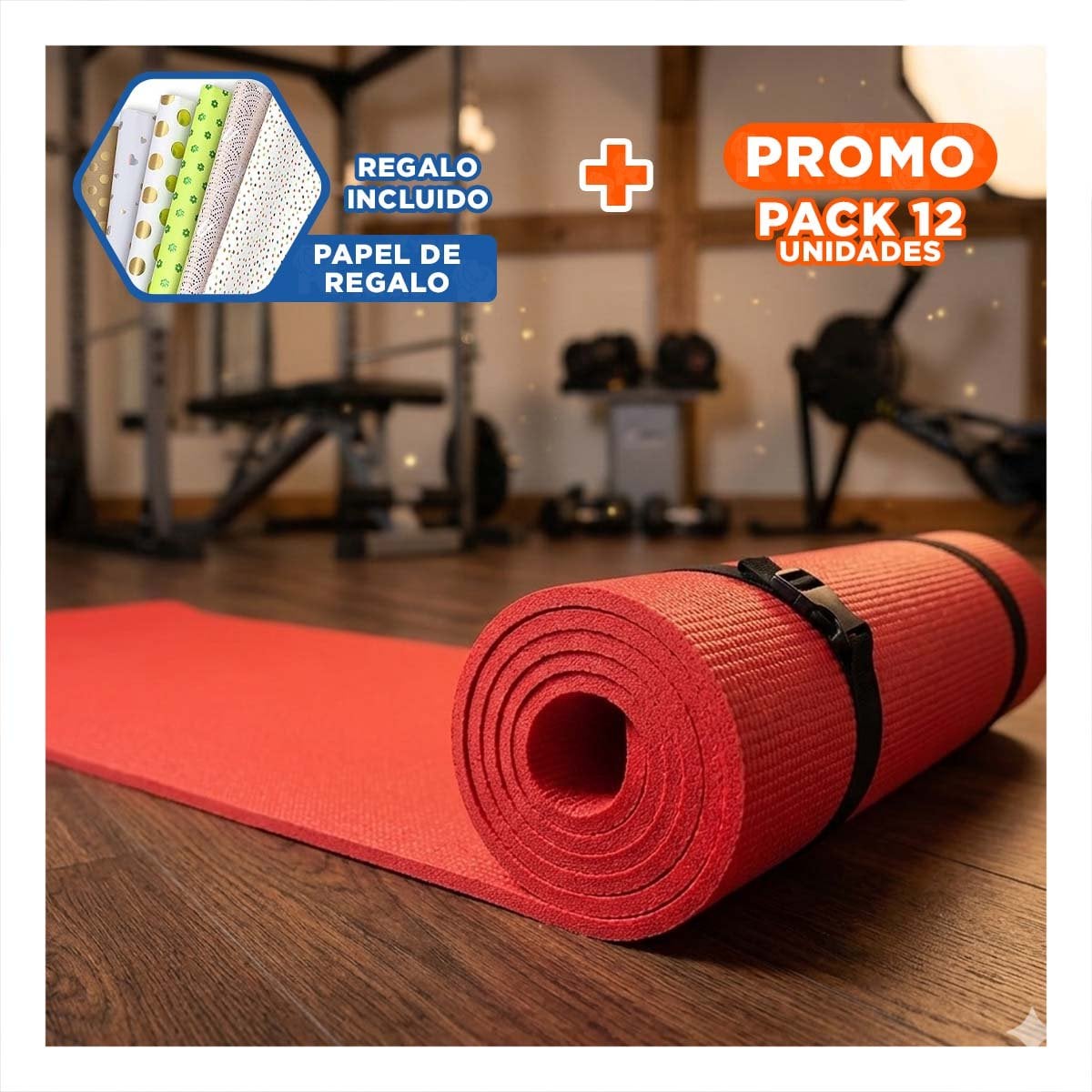 PACK12 TAPETE LIGERO 10MM DE GOMA EVA 61X183CM ROJO Y+PAPEL REGALO - 1