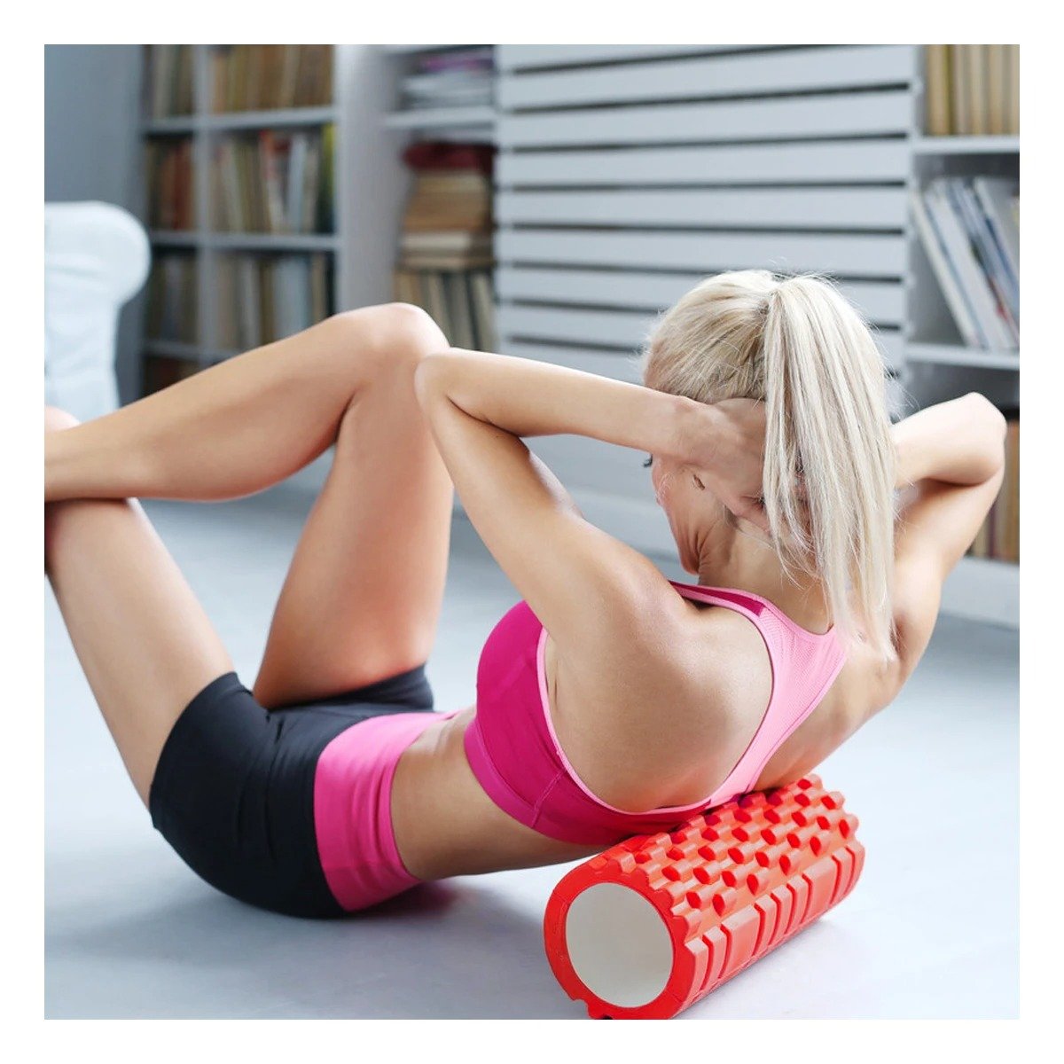PACK2 FOAM ROLLER PARA TRABAJO DE CORE Y ESTABILIDAD 33X15 CM ROJO Y+PAPEL REGALO - 2