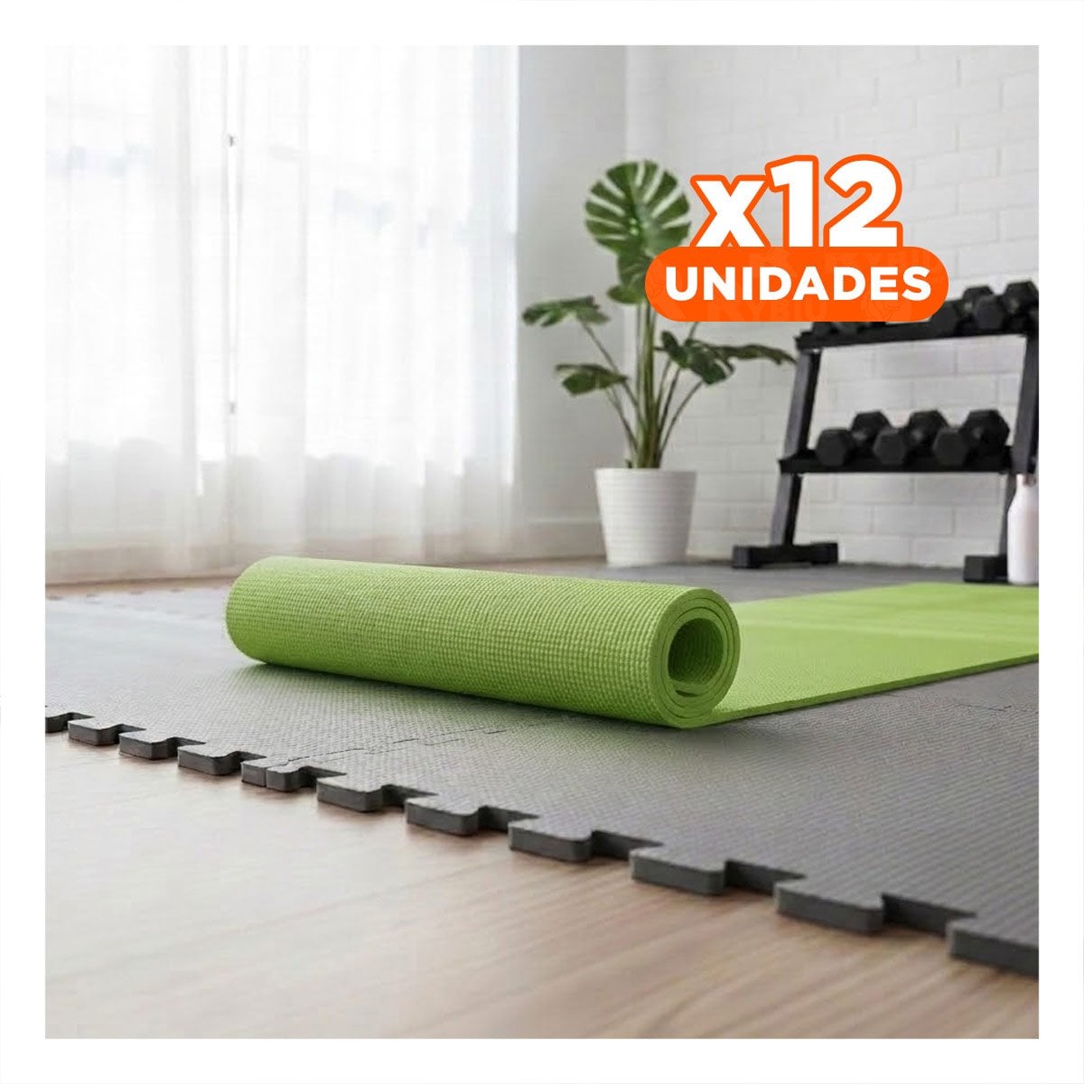 PACK12 COLCHONETA PARA CASA 6MM VERDE DE GOMA EVA - 1