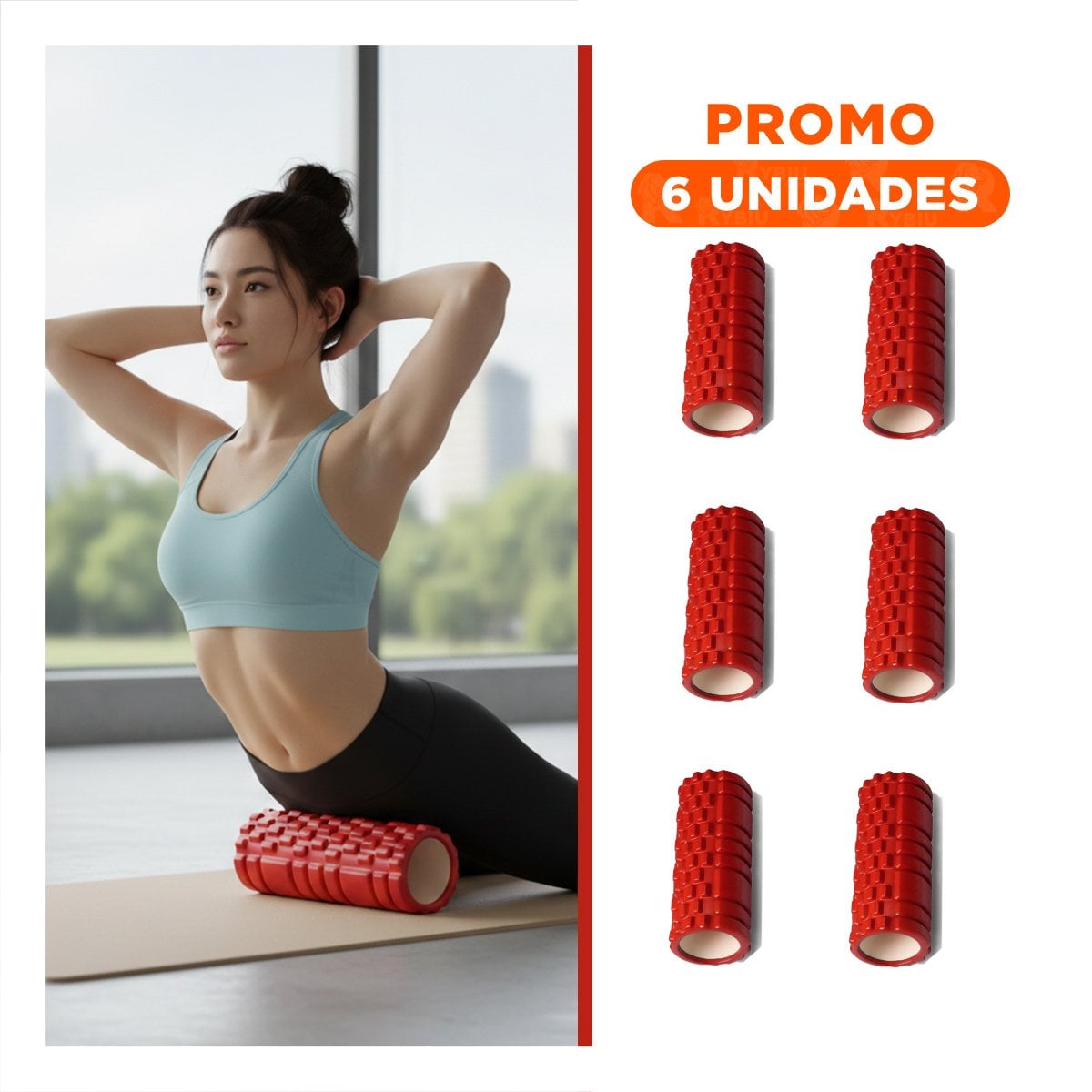 PACK6 ELEMENTO PARA COMPLEMENTAR SESIONES DE YOGA 33X15 CM ROJO - 1