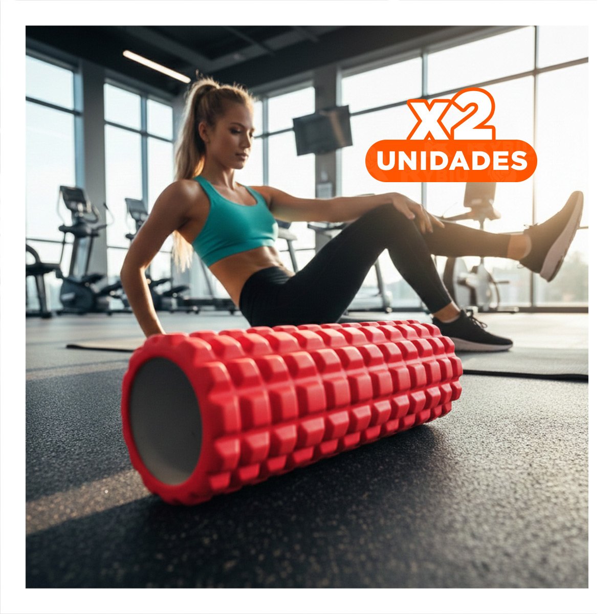 PACK2 FOAM ROLLER PARA MEJORAR MOVILIDAD Y POSTURA 33X15 CM ROJO Y+REGALO STICKER - 1
