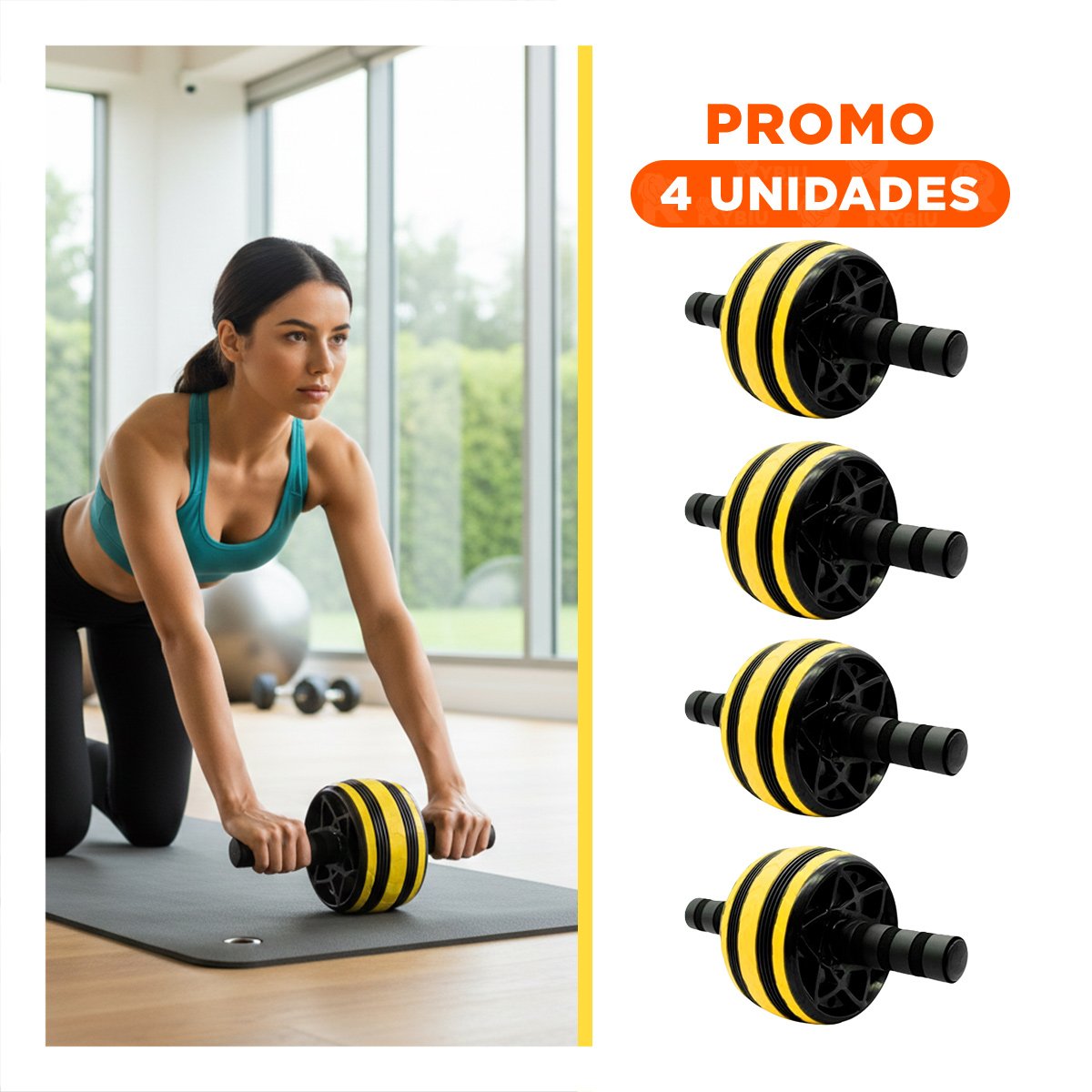 PACK4 RUEDIN ABDOMINAL PARA CORE Y ABDOMEN FIRME AMARILLO Y+REGALO STICKER - 1
