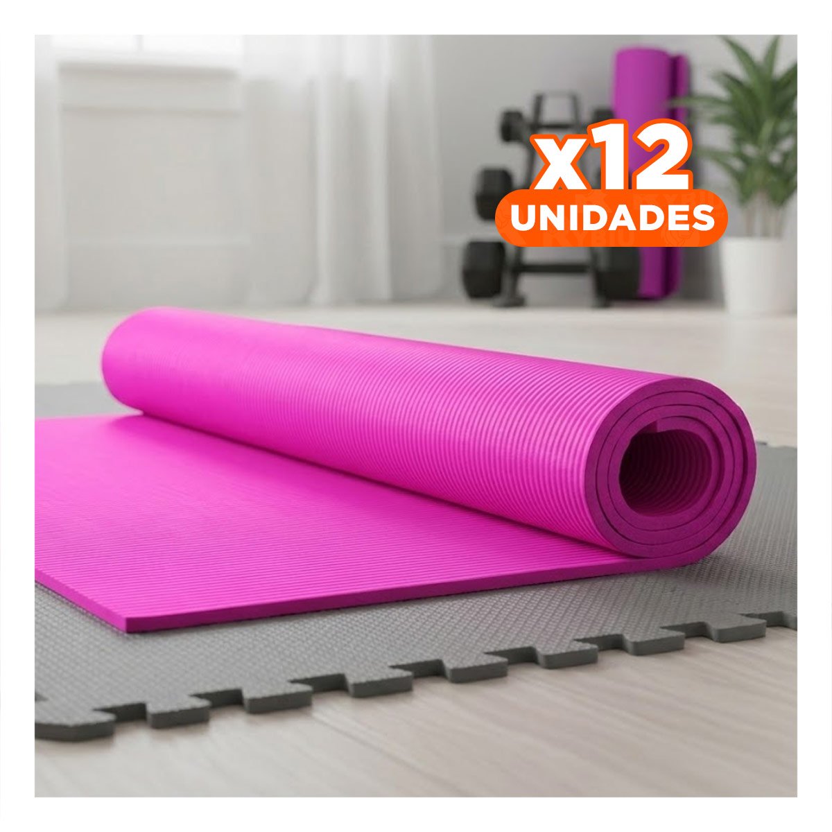 PACK12 COLCHONETA PARA CASA 6MM ROSADO DE GOMA EVA - 1