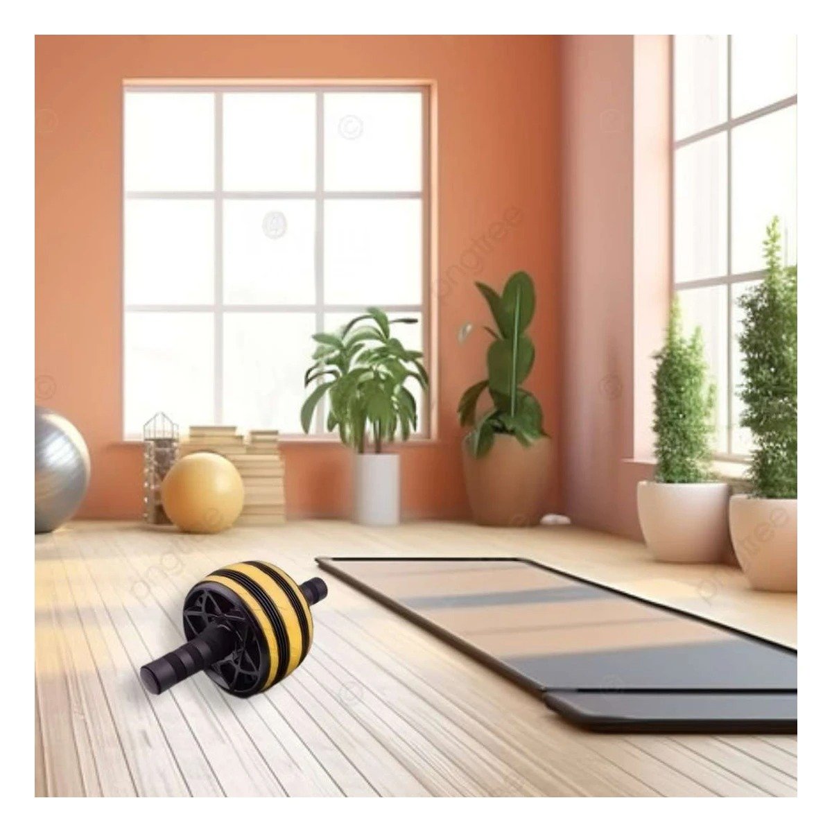 PACK6 RUEDIN ABDOMINAL PORTATIL PARA CASA AMARILLO Y+REGALO STICKER - 3