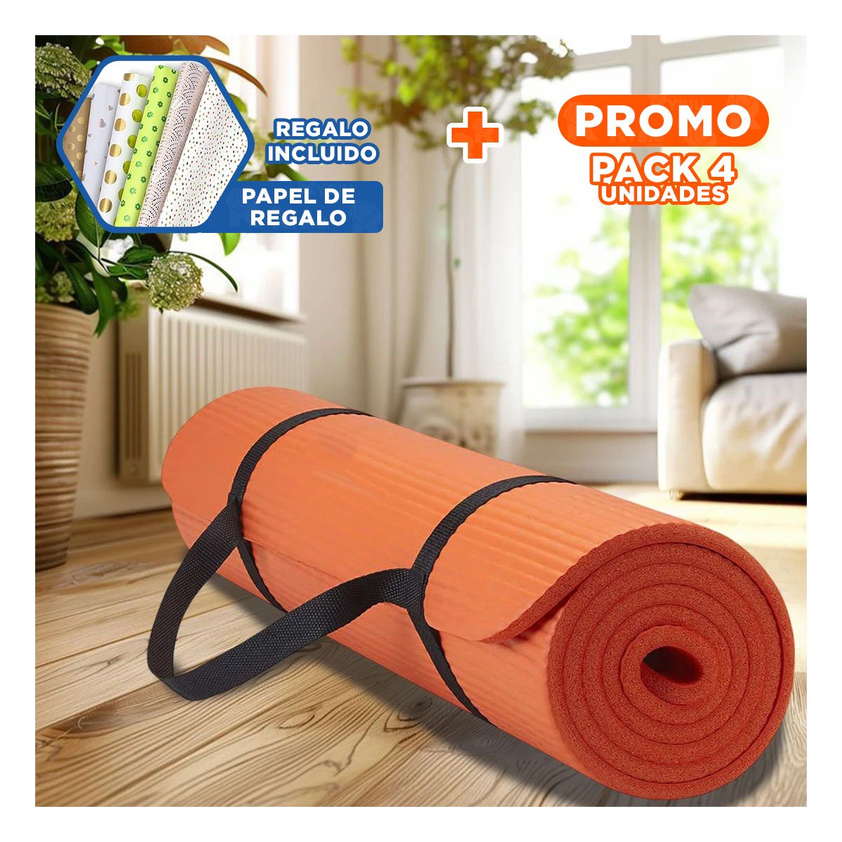 PACK4 COLCHONETA LIGERA 6MM ANARANJADA DE GOMA EVA Y+PAPEL REGALO - 1