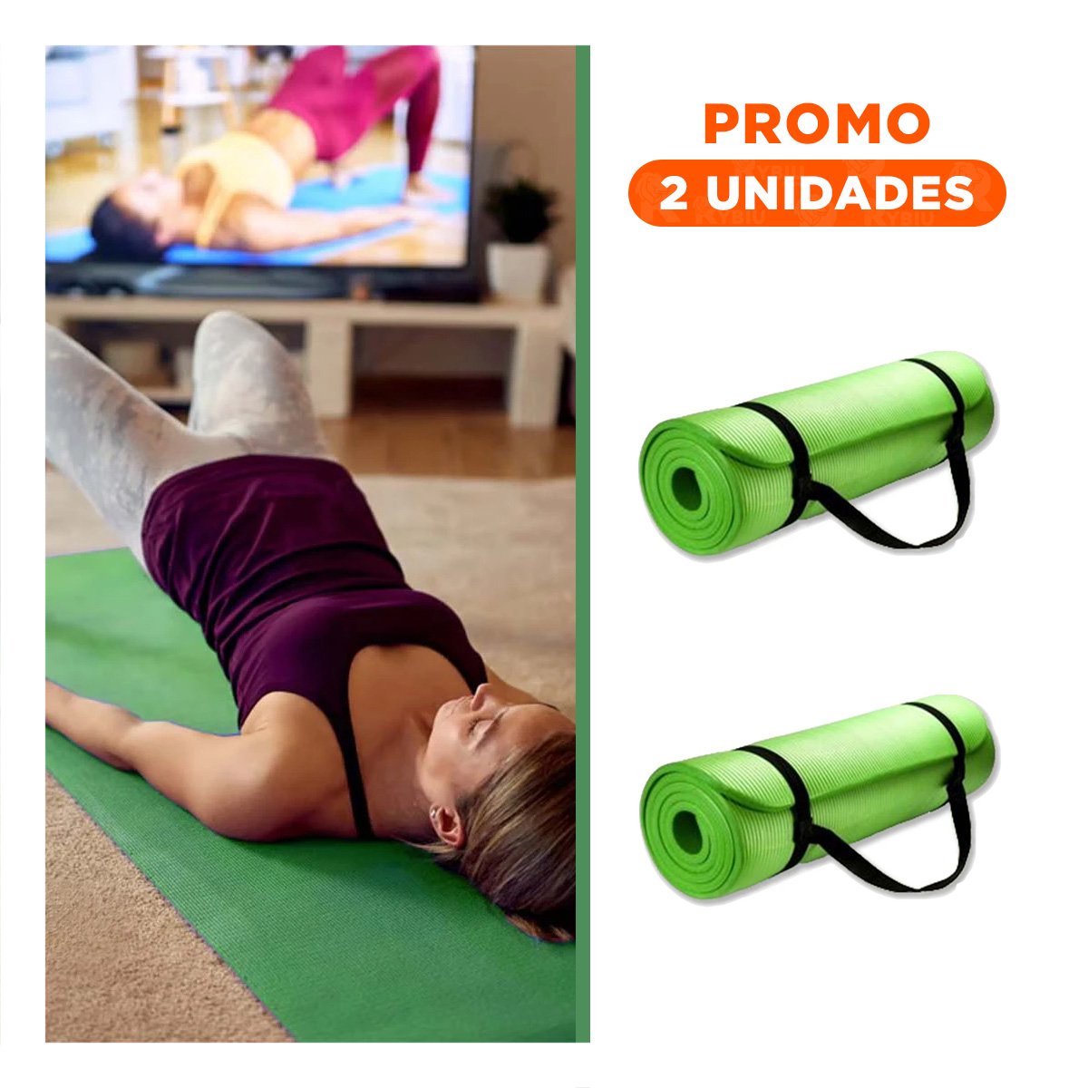 PACK2 TAPETE ANTIDESLIZANTE 10MM DE GOMA EVA 61X183CM VERDE - 1