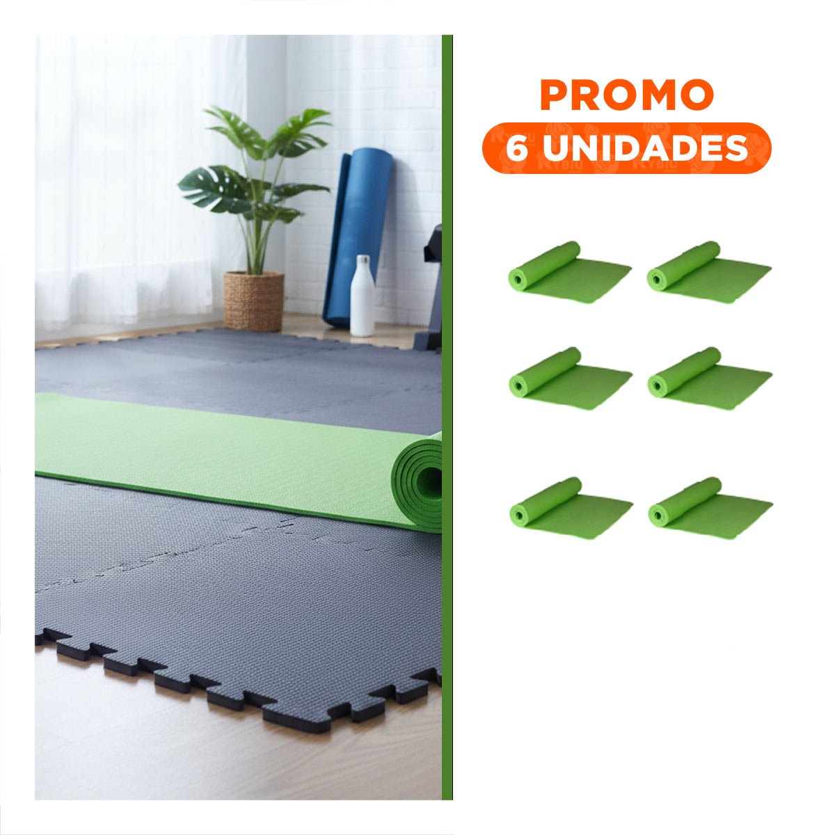 PACK6 ALFOMBRA LIGERA 6MM VERDE DE GOMA EVA - 1