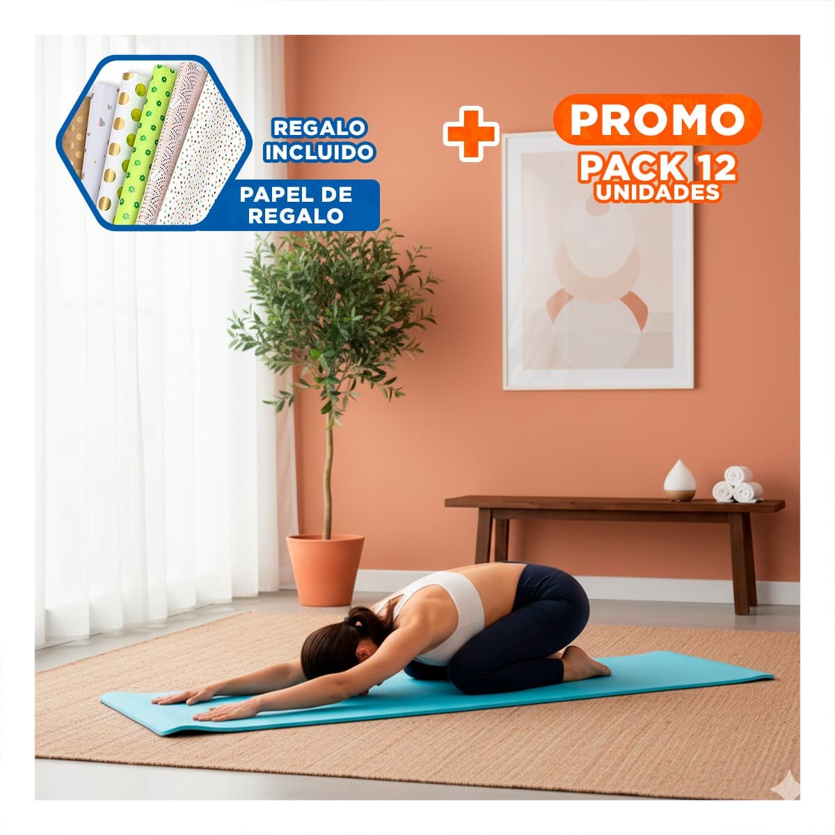 PACK12 TAPETE LIGERO 10MM DE GOMA EVA 61X183CM CELESTE Y+PAPEL REGALO - 1