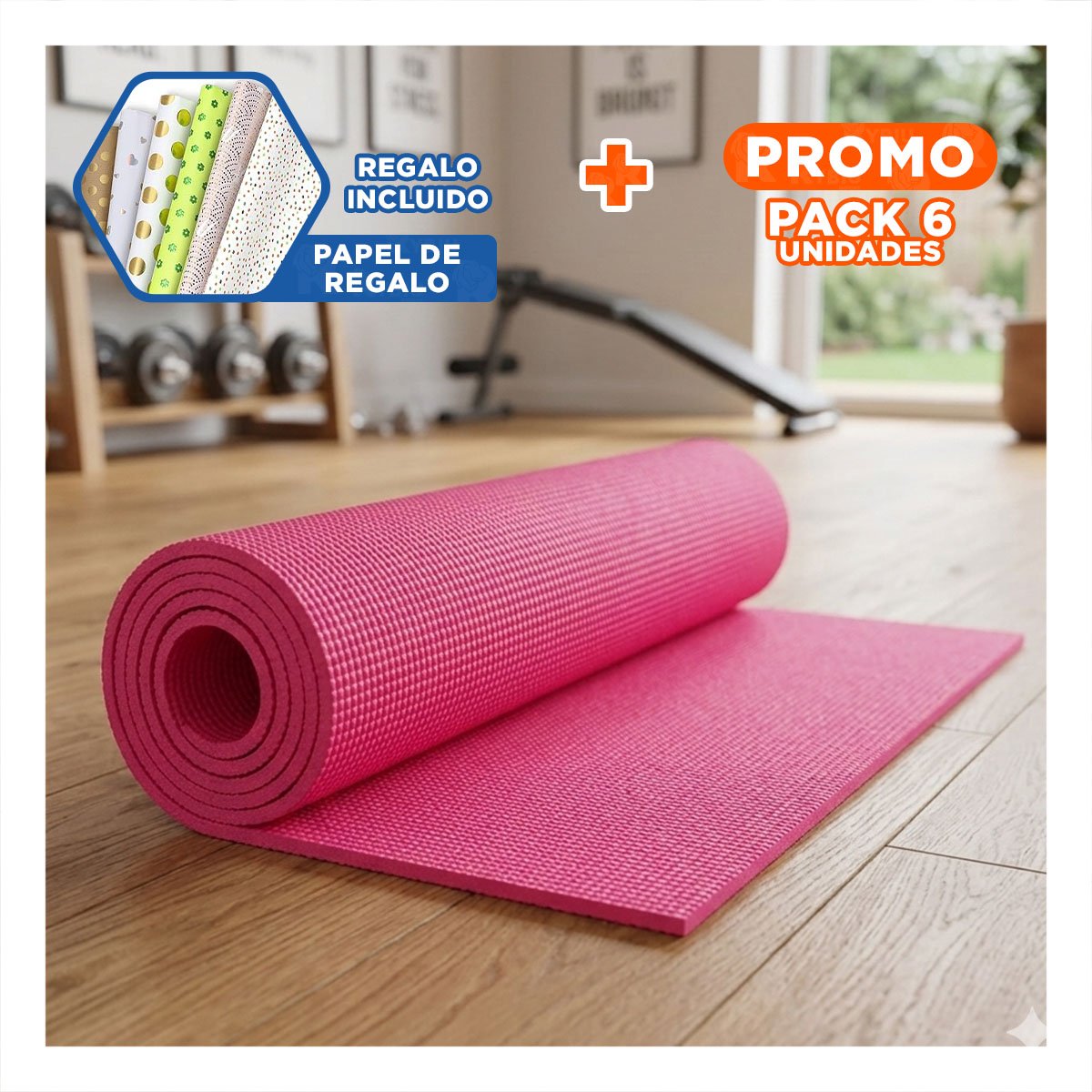 PACK6 BASE GRUESA 10MM DE GOMA EVA 61X183CM ROSADO Y+PAPEL REGALO - 1