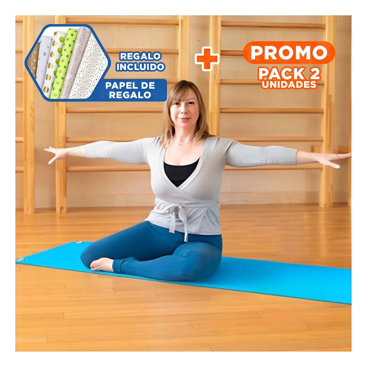 PACK2 ALFOMBRA ANTIDESLIZANTE 6MM CELESTE DE GOMA EVA Y+PAPEL REGALO - 1