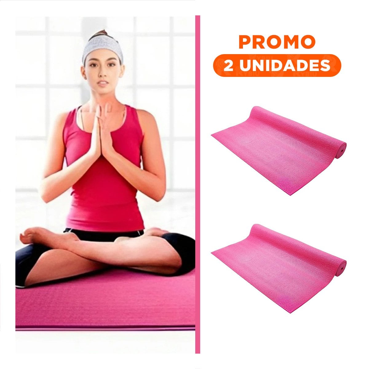 PACK2 TAPETE ANTIDESLIZANTE 10MM DE GOMA EVA 61X183CM ROSADO - 1
