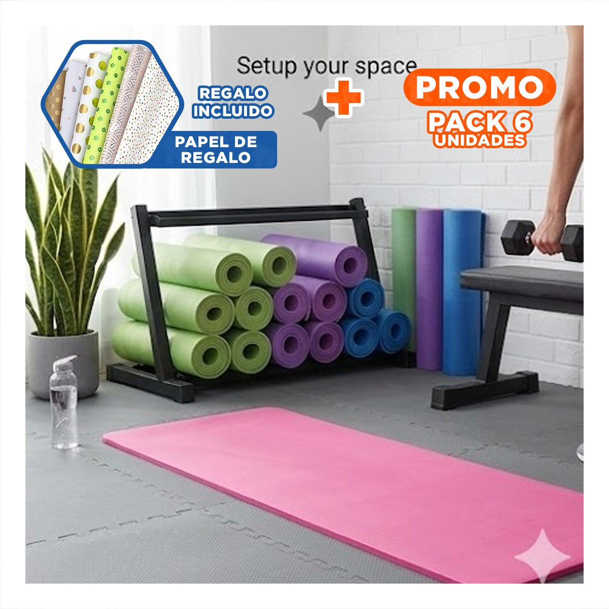 PACK6 BASE LIGERA 6MM ROSADO DE GOMA EVA Y+PAPEL REGALO - 1