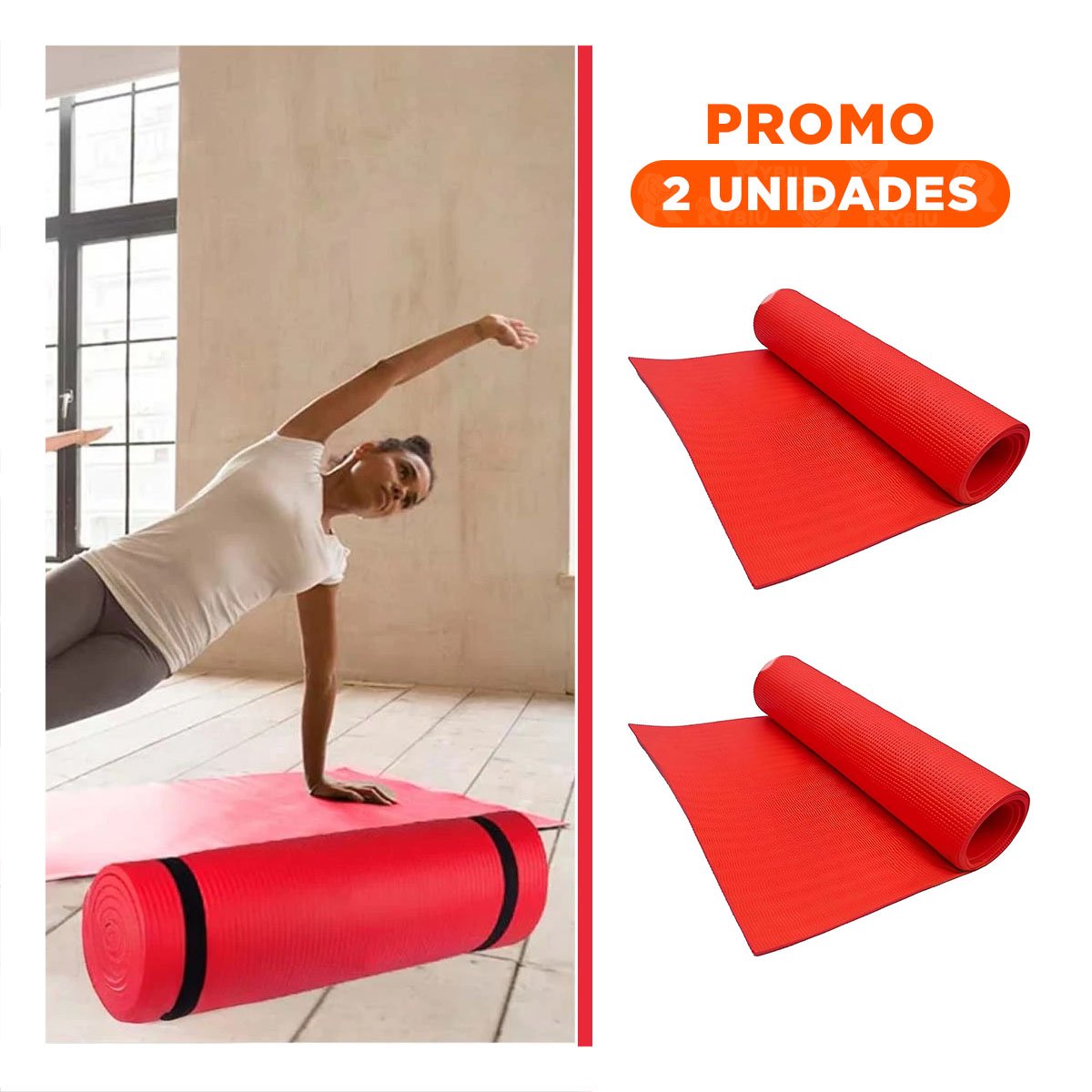PACK2 TAPETE ANTIDESLIZANTE 10MM DE GOMA EVA 61X183CM ROJO - 1