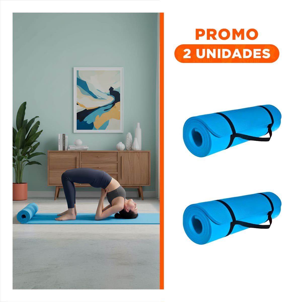 PACK2 TAPETE ANTIDESLIZANTE 10MM DE GOMA EVA 61X183CM CELESTE - 1