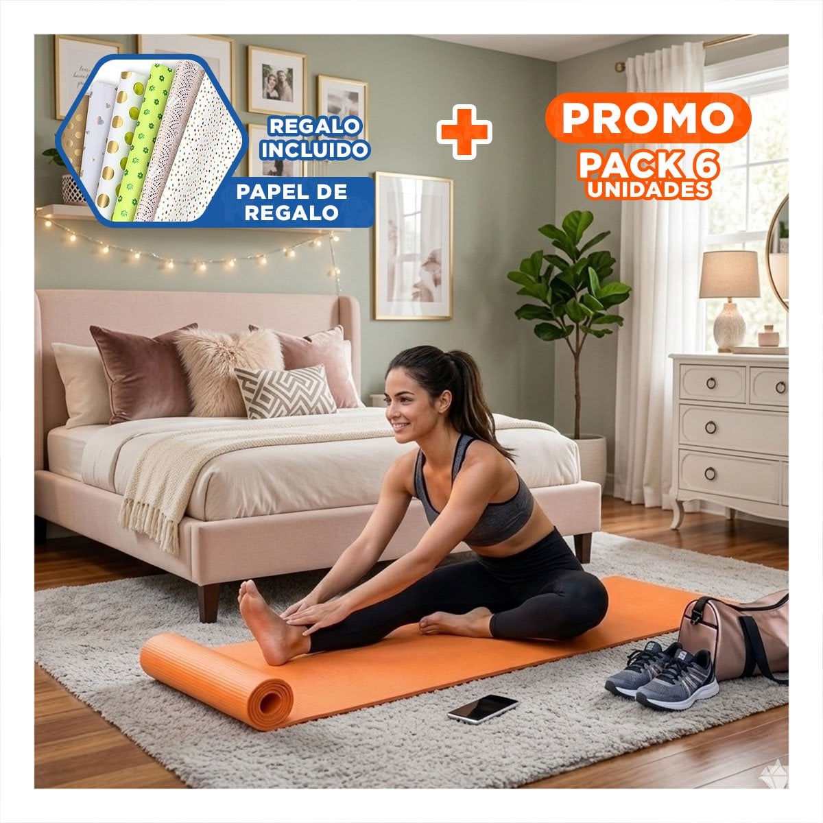 PACK6 BASE LIGERA 6MM ANARANJADA DE GOMA EVA Y+PAPEL REGALO - 1