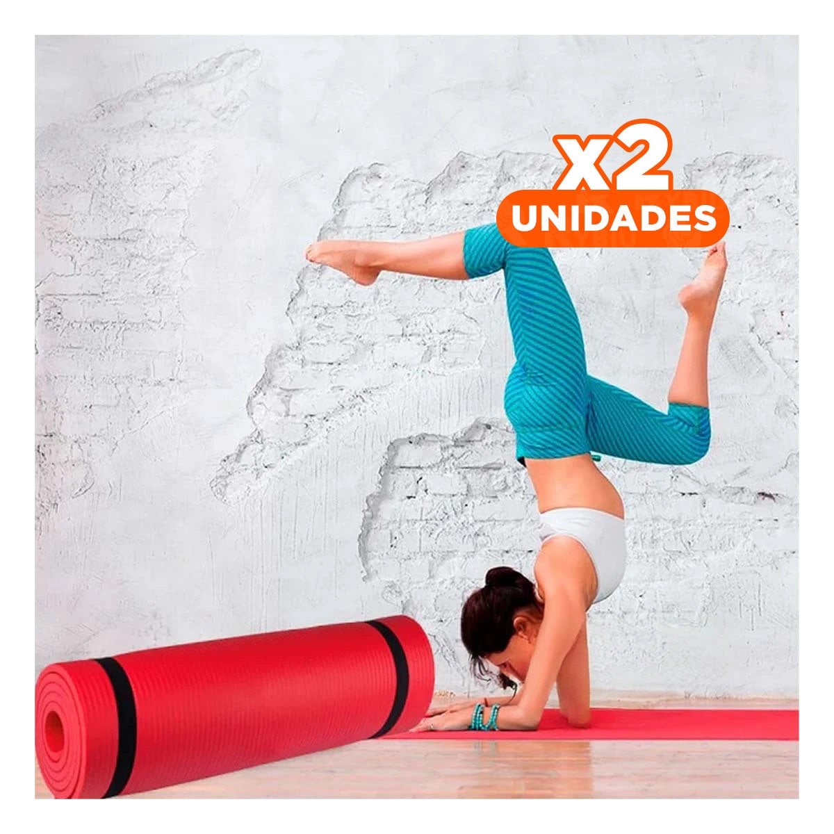 PACK2 BASE ANTIDESLIZANTE 10MM DE GOMA EVA 61X183CM ROJO Y+REGALO STICKER - 1