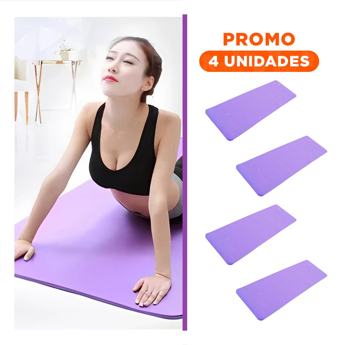 PACK4 TAPETE GRUESO 10MM DE GOMA EVA 61X183CM LILA Y+REGALO STICKER - 1