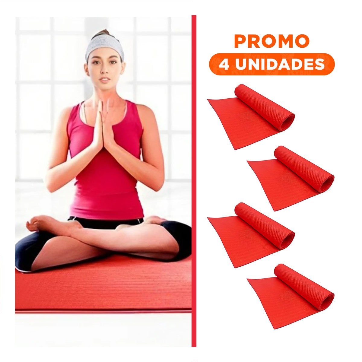 PACK4 TAPETE GRUESO 10MM DE GOMA EVA 61X183CM ROJO Y+REGALO STICKER - 1