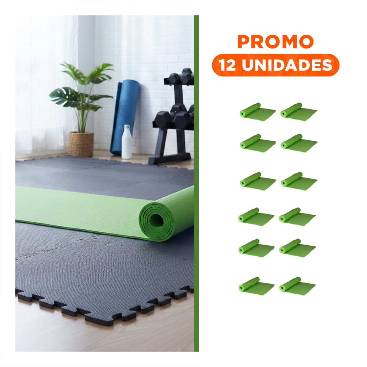 PACK12 ALFOMBRA PARA CASA 6MM VERDE DE GOMA EVA Y+REGALO STICKER - 1