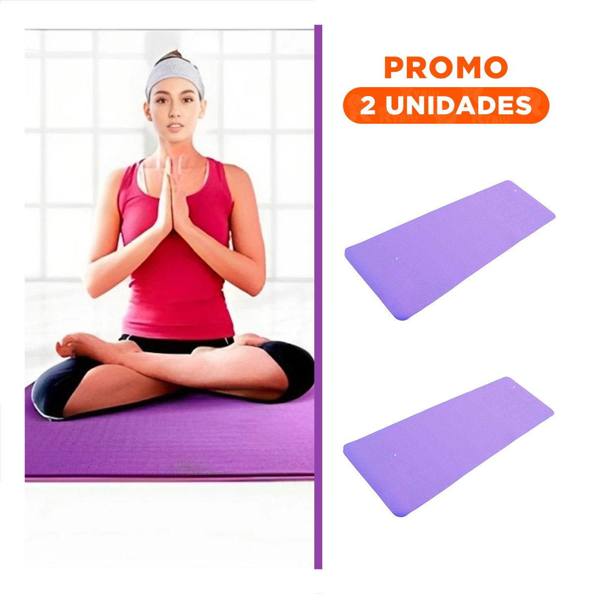 PACK2 TAPETE ANTIDESLIZANTE 10MM DE GOMA EVA 61X183CM LILA - 1